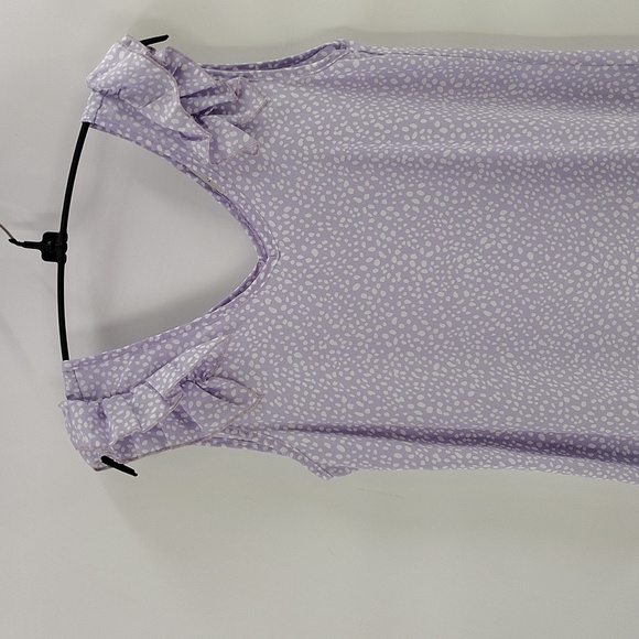 Jodifl Purple and White Pullover Blouse Size Small Ruffle Shoulder Sleeveless - Picture 2 of 6